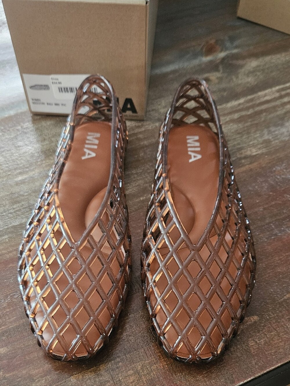 MIA Brown Lattice Slip-On Flats